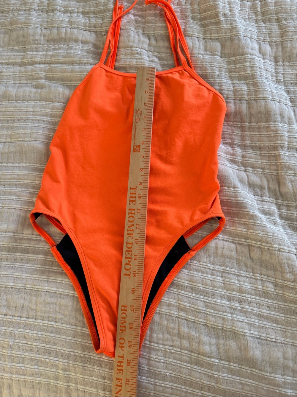 Vintage Neon Bright Orange One-Piece Swimsuit - Picture 8 of 8